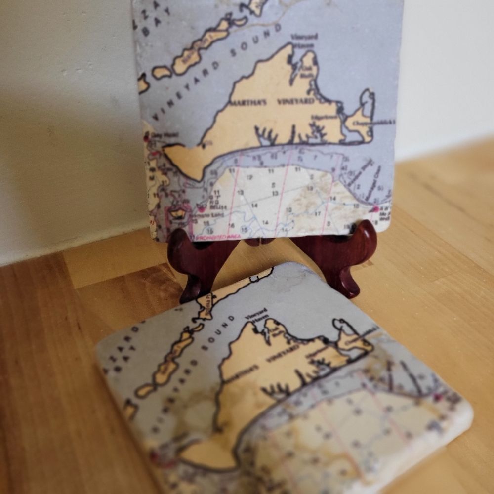 Screencraft Tileworks 2 Coasters  Martha's Vineyard Vintage Maps